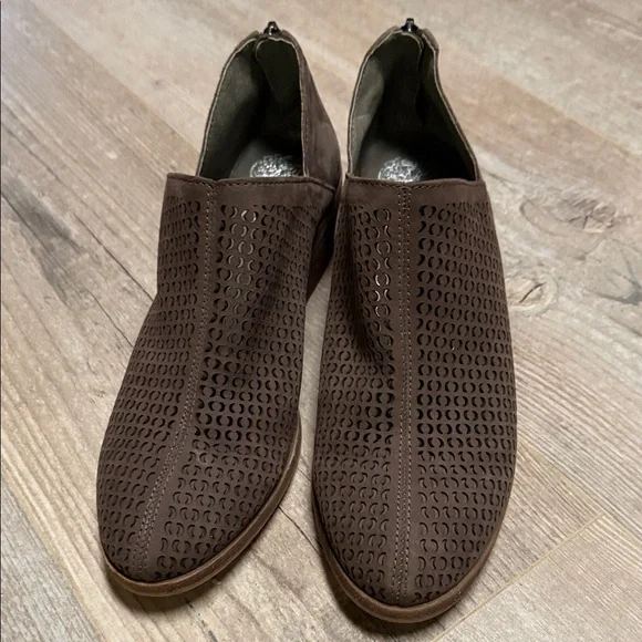 Vince Camuto Brown Perforated Sueded Leather Ankle Boots - Picture 2 of 10